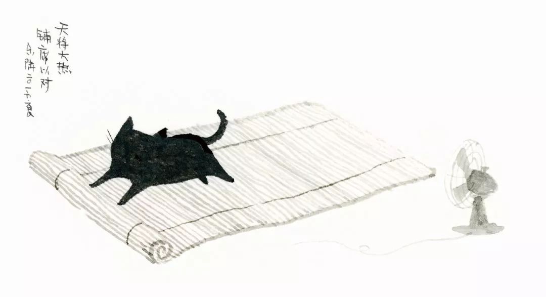爱小龙虾和冰西瓜，这位80后笔下的小黑猫太个性，猫奴表示招架不住！
