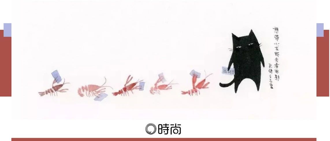 爱小龙虾和冰西瓜，这位80后笔下的小黑猫太个性，猫奴表示招架不住！